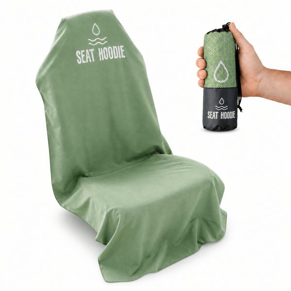 Forest green Seat Hoodie microfiber car seat cover, front view