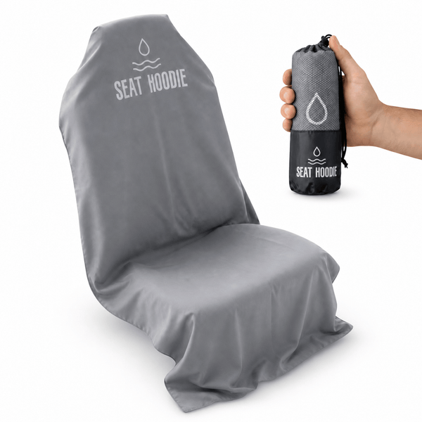 Grey Seat Hoodie microfiber car seat cover, front view