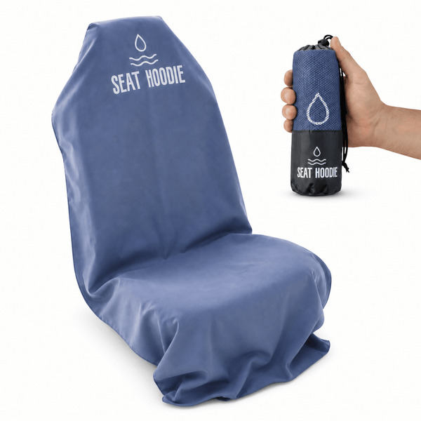 Navy blue Seat Hoodie microfiber car seat cover, front view