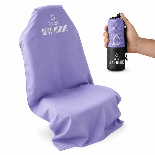 Taro purple Seat Hoodie microfiber car seat cover, front view