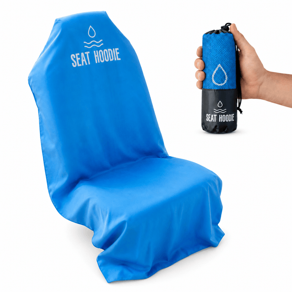 Blue Seat Hoodie microfiber car seat cover, front view