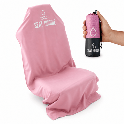 Light pink Seat Hoodie microfiber car seat cover, front view