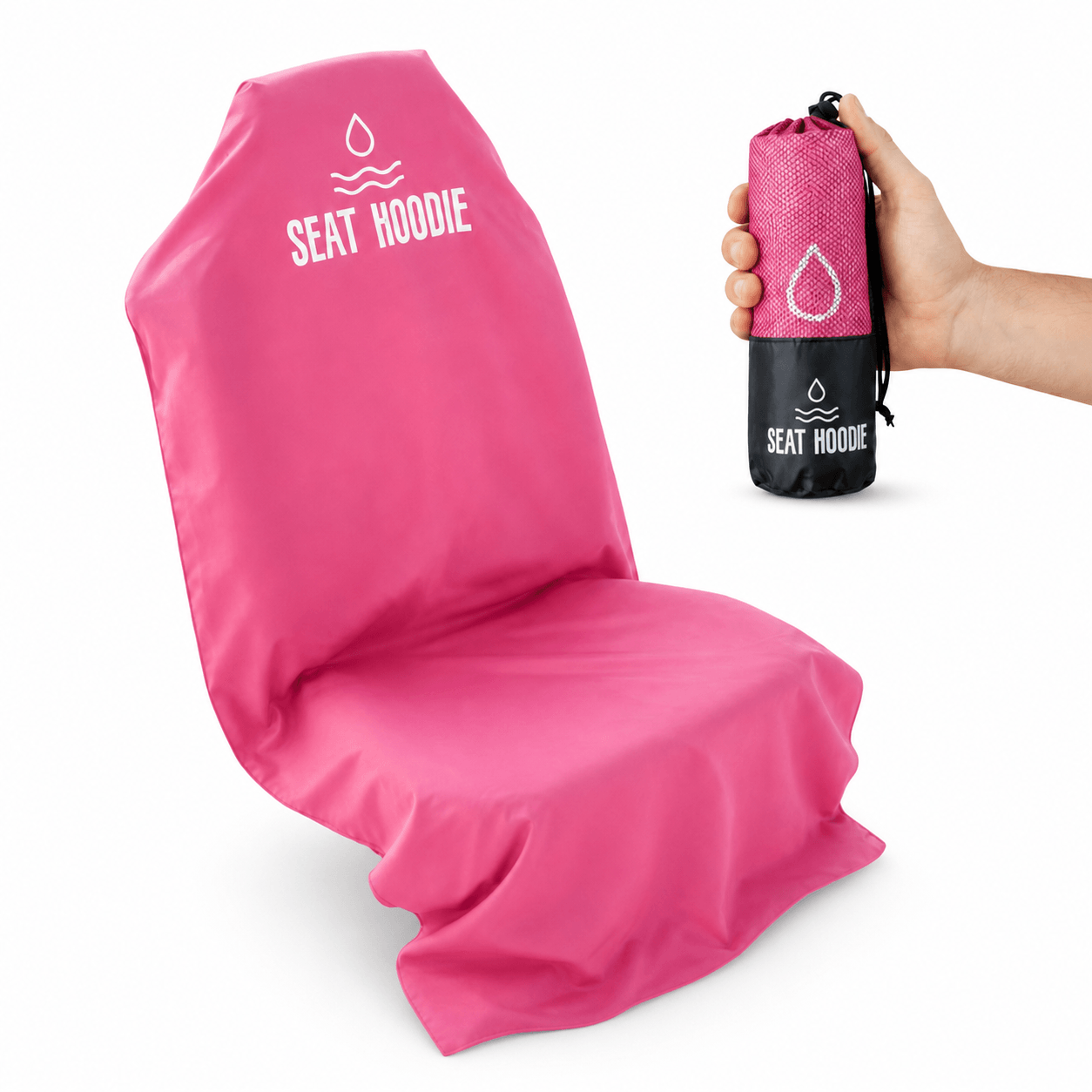 Pink Seat Hoodie microfiber car seat cover, front view