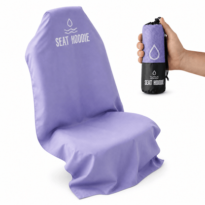 Taro purple Seat Hoodie microfiber car seat cover, front view